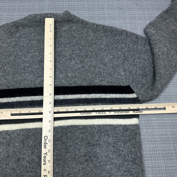 Shetland Wool Sweater Mens Large Grey‎ Center Stripes Old Navy Gorpcore - Picture 5 of 8